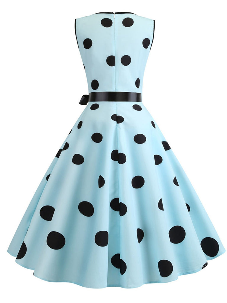 1950s Bow Polka Dot Swing Dress With Accessories Set