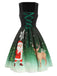 Dark Green 1950s Lace Up Christmas Dress