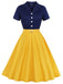 Khaki 1950s Snow White Style Button Dress