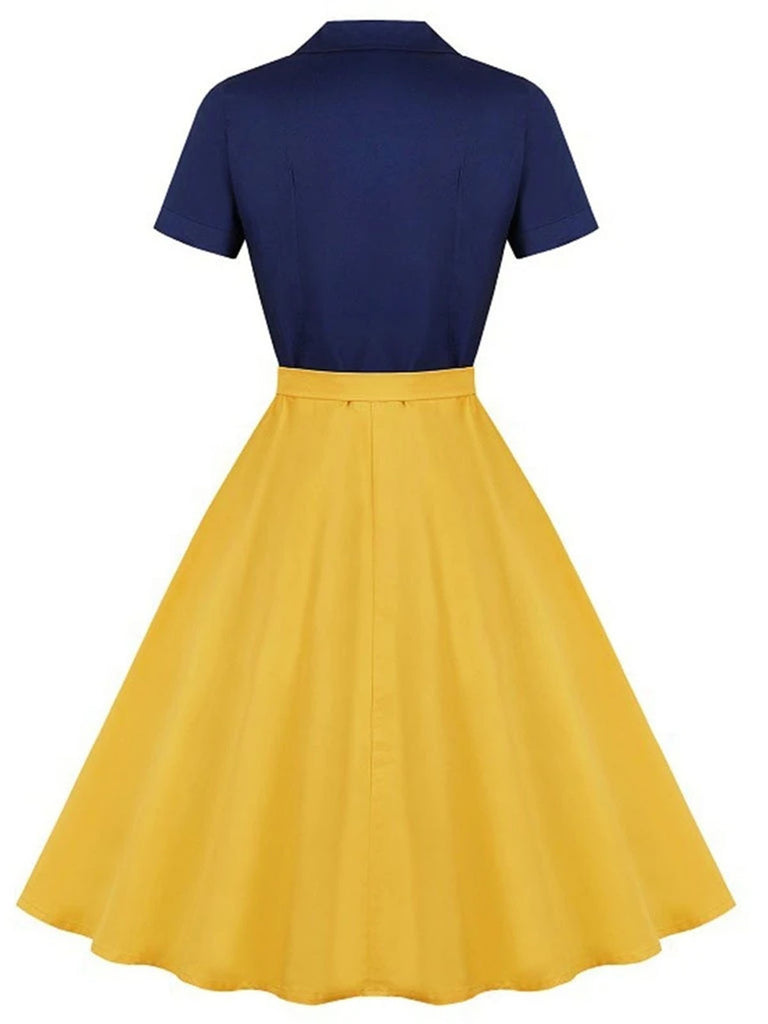 Khaki 1950s Snow White Style Button Dress
