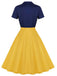 Khaki 1950s Snow White Style Button Dress