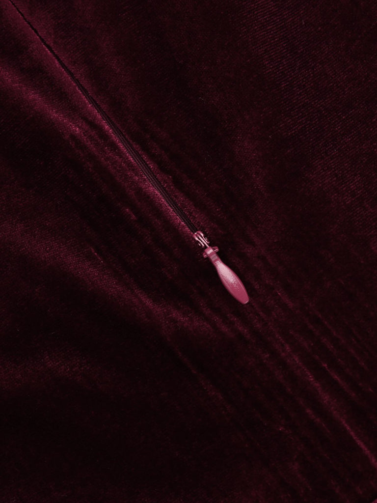 Wine Red 1960s Velvet Bodycon Vintage Dress