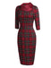Red 1960s Plaids Bodycon Dress