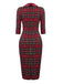 Red 1960s Plaids Bodycon Dress