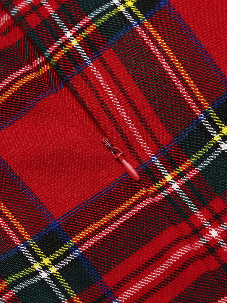 Red 1960s Plaids Bodycon Dress