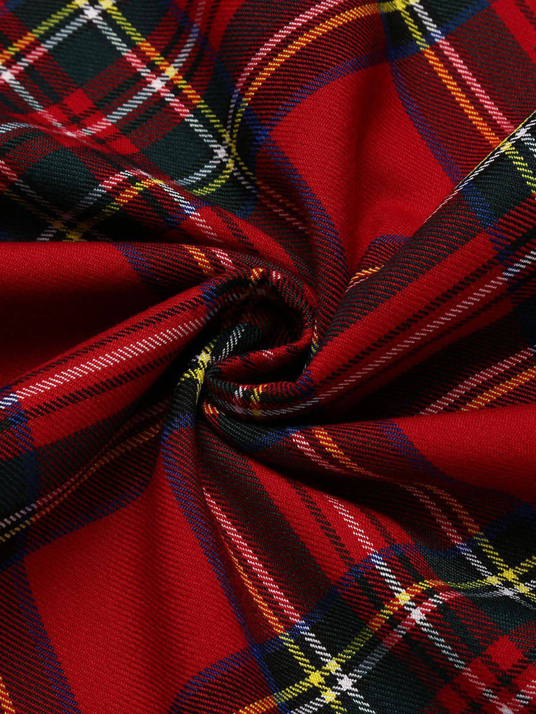 Red 1960s Plaids Bodycon Dress