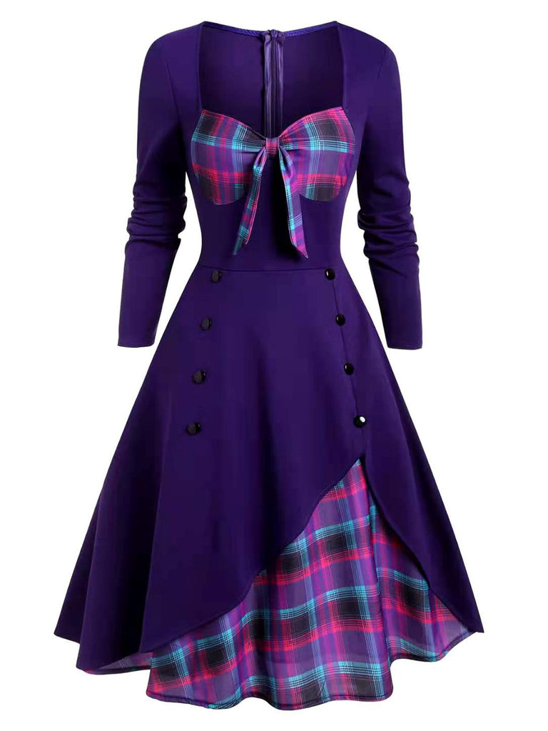 1950s Sweetheart Plaid Patchwork Dress