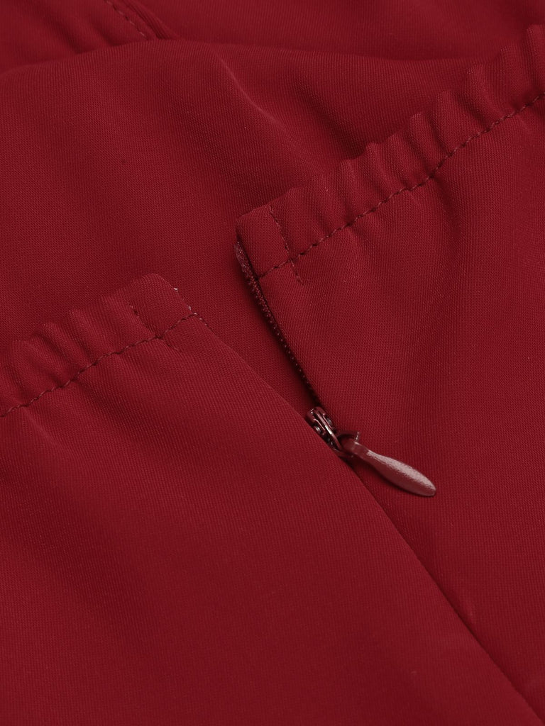 Red 1960s Solid Halter Bodycon Dress