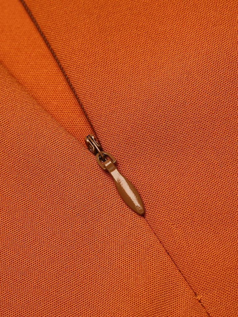 Orange 1950s Cape Pumpkin Swing Dress