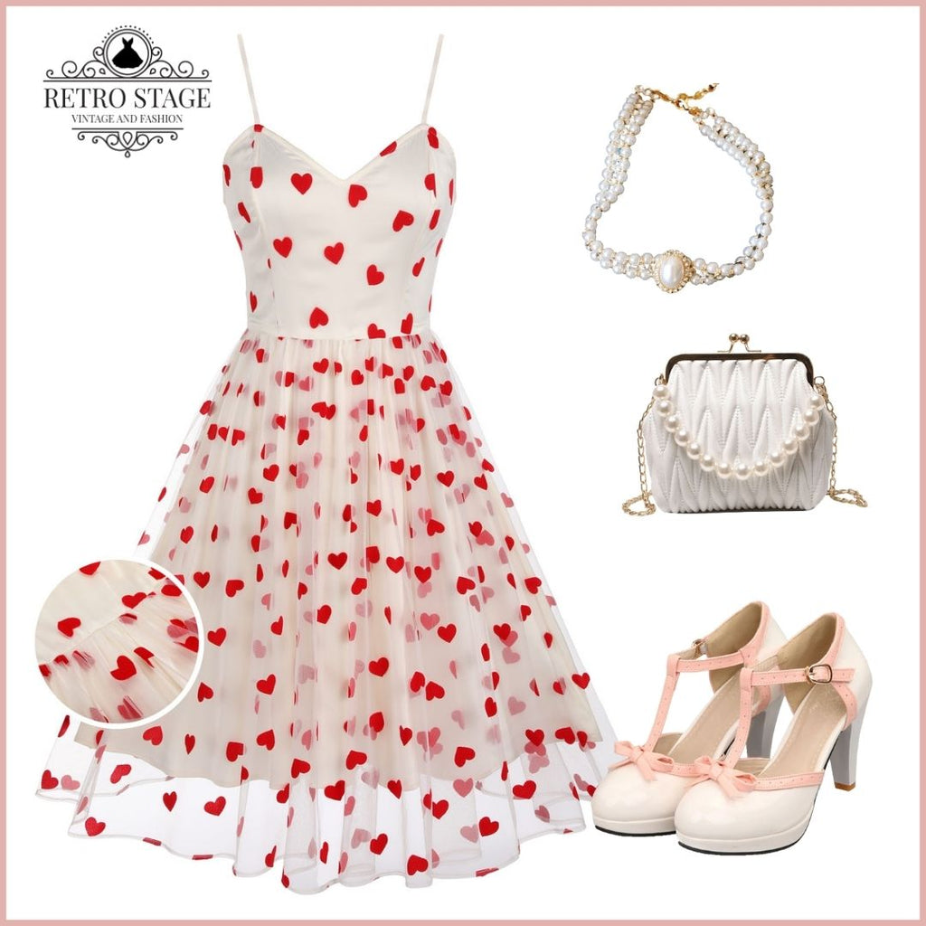 Heart 1950s Mesh Sling Dress