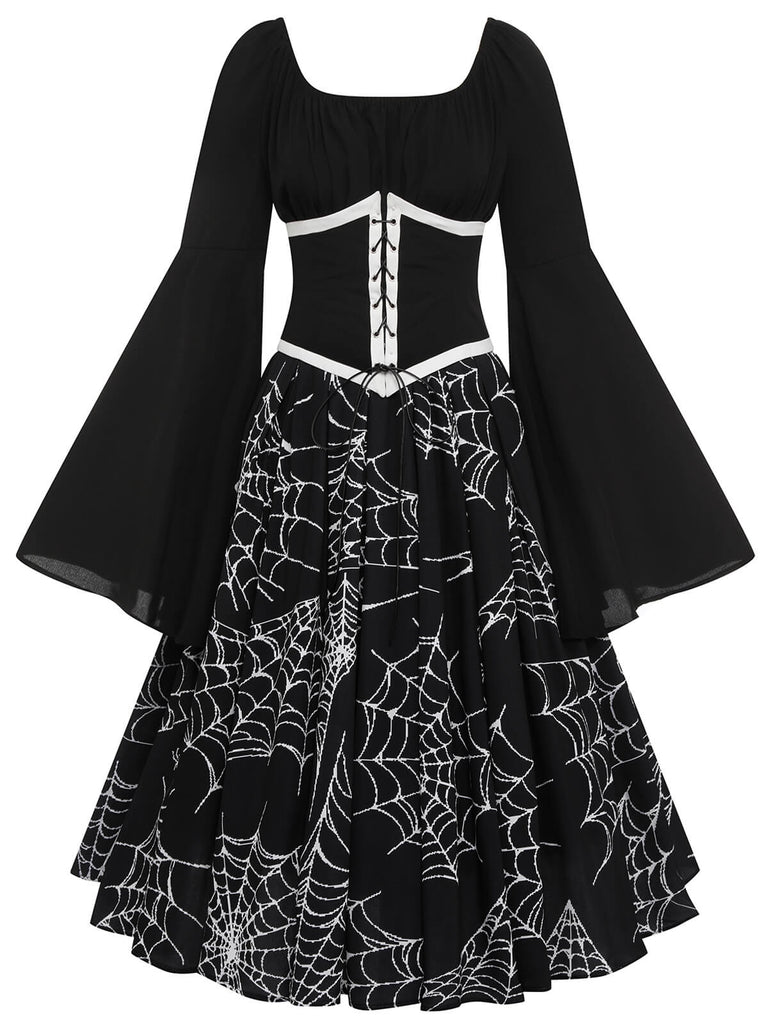Halloween Gothic Spider Web Swing Dress