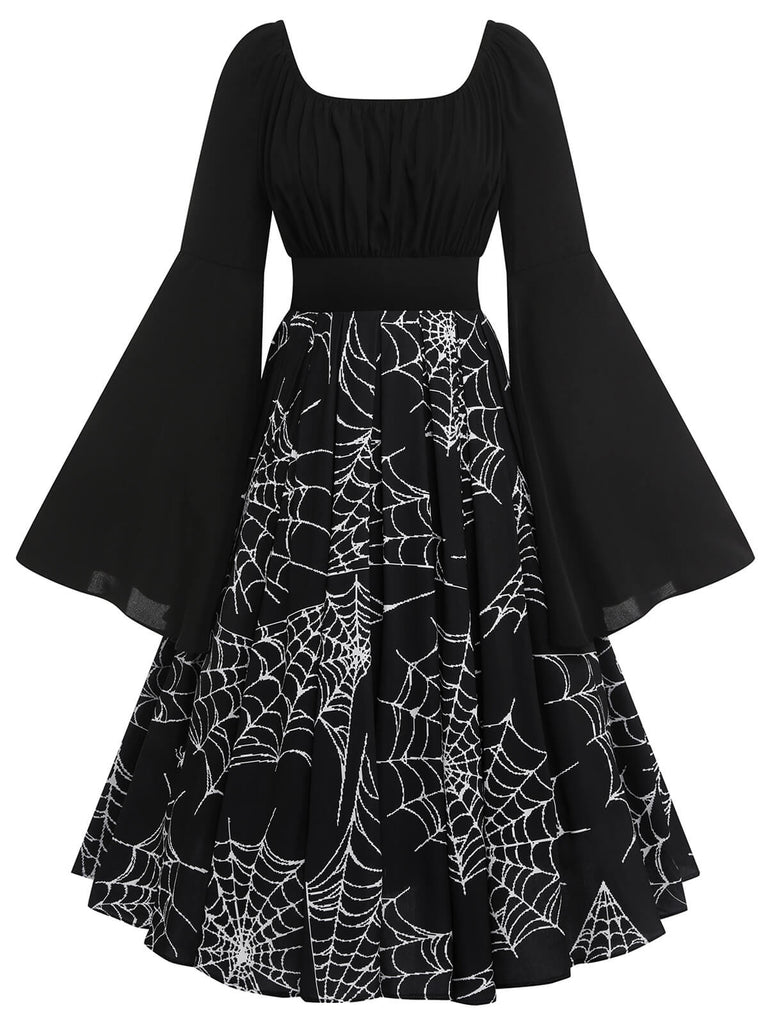 Halloween Gothic Spider Web Swing Dress