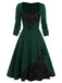 Green 1950s Lace Patchwork Swing Dress