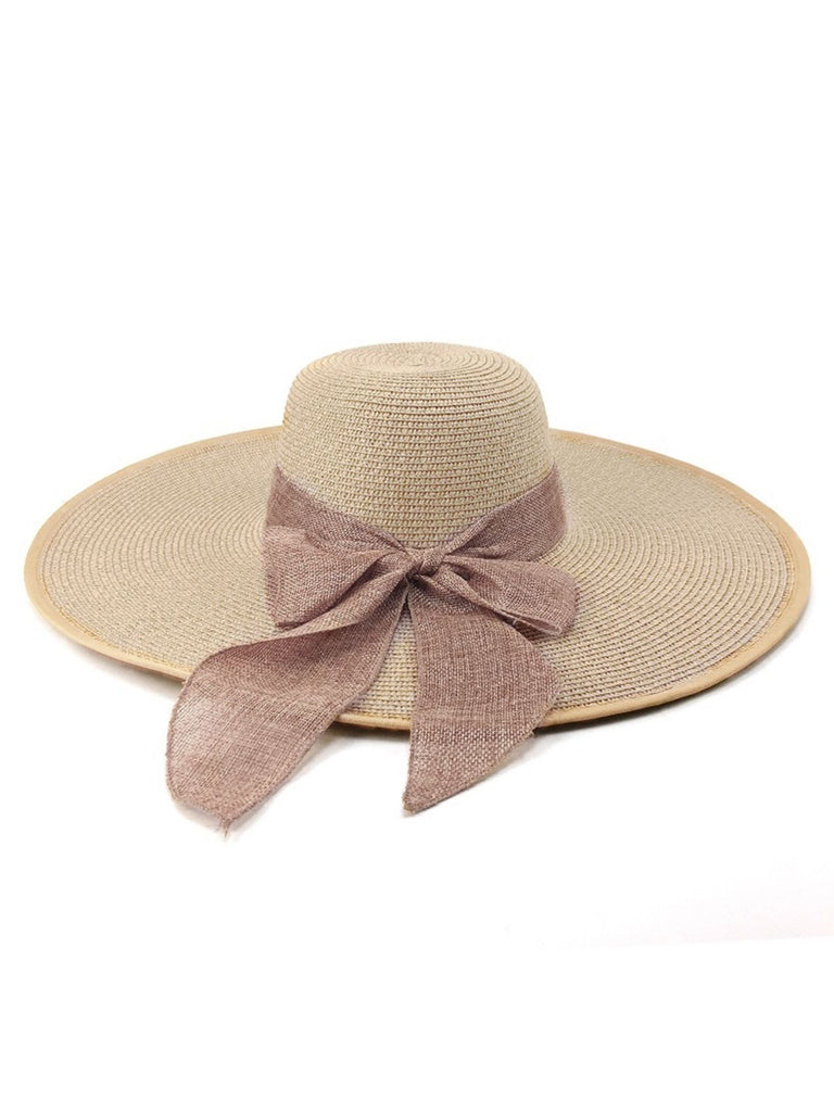 Ribbon Wide Brim Raffia Sun Hat