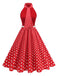 1950s Bow Tie Neck Polka Dot Belted Dress