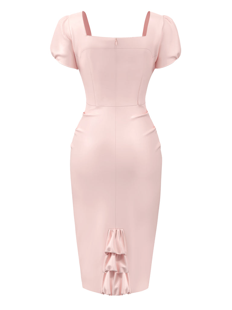 [Pre-Sale] Pale Pink 1960s Heart Puff Pencil Dress