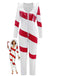 1970s Christmas Candy Cane Hooded Jumpsuit