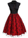 Red & Black 1950s Christmas Tie Bow Mesh Dress