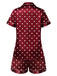 [Pre-Sale] Wine Red 1970S Short Sleeve Polka Dot Pajamas Set