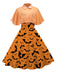 [US Warehouse] Orange 1950s Cape Patchwork Swing Dress