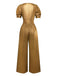 1970s Metallic V-Neck Wide-Leg Jumpsuit