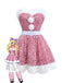 Pink 1960s Christmas Fur Sequin Strapless Dress