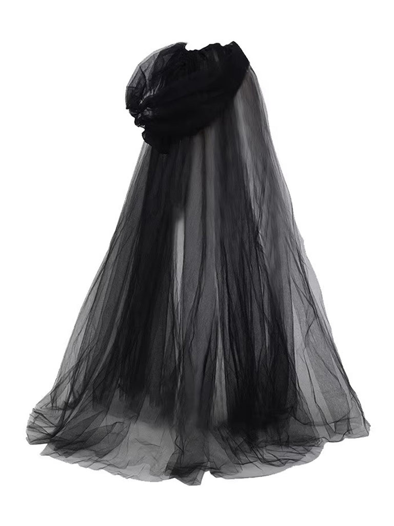 Halloween Retro Gothic Tulle Hooded Cape Cloak