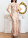 Beige 1920s Beaded Sequined Bat Sleeve Evening Dress