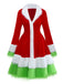 Red & Green 1940s Christmas Grinch Fur Trimmed Dress