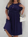 [Plus Size] Deep Blue 1950s Solid Front Cross Dress