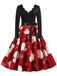 Red 1950s Santa Claus V-Neck Belt Dress