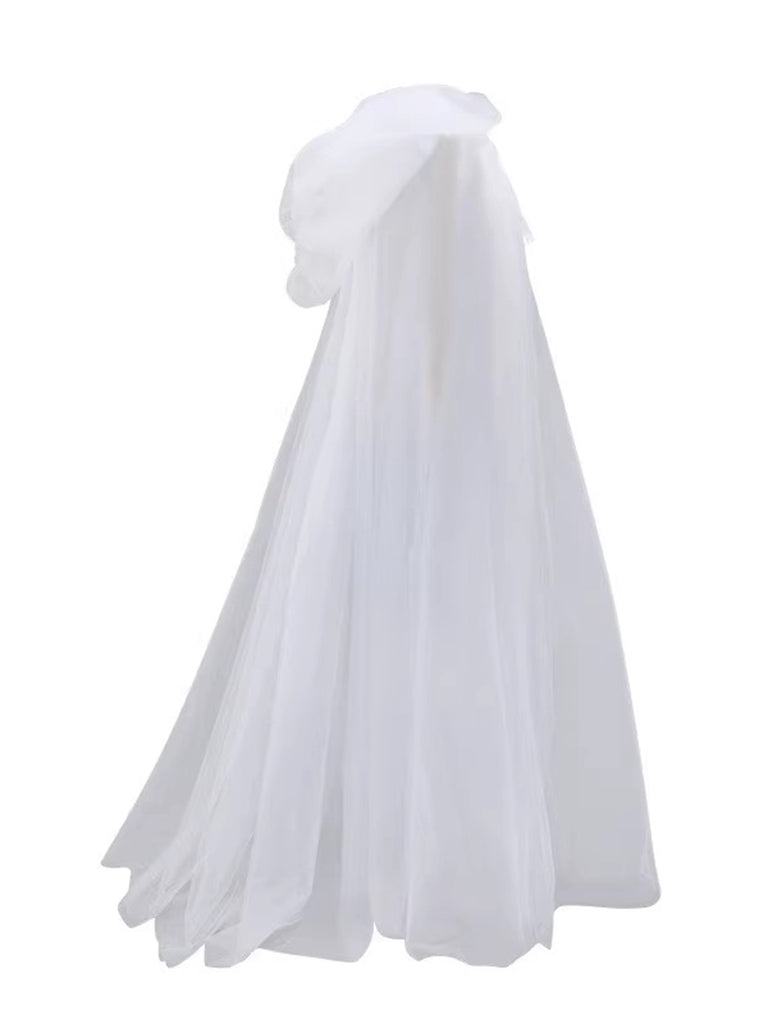 Halloween Retro Gothic Tulle Hooded Cape Cloak