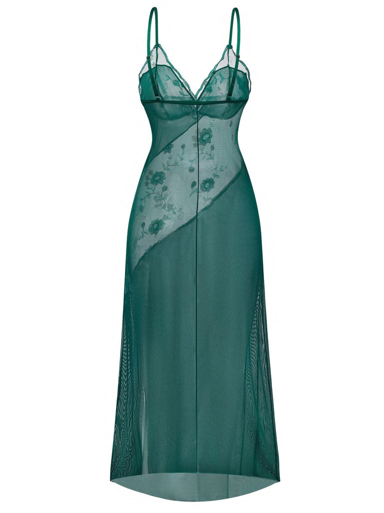 1930s Lace Embroidered Floral Slip Nightdress