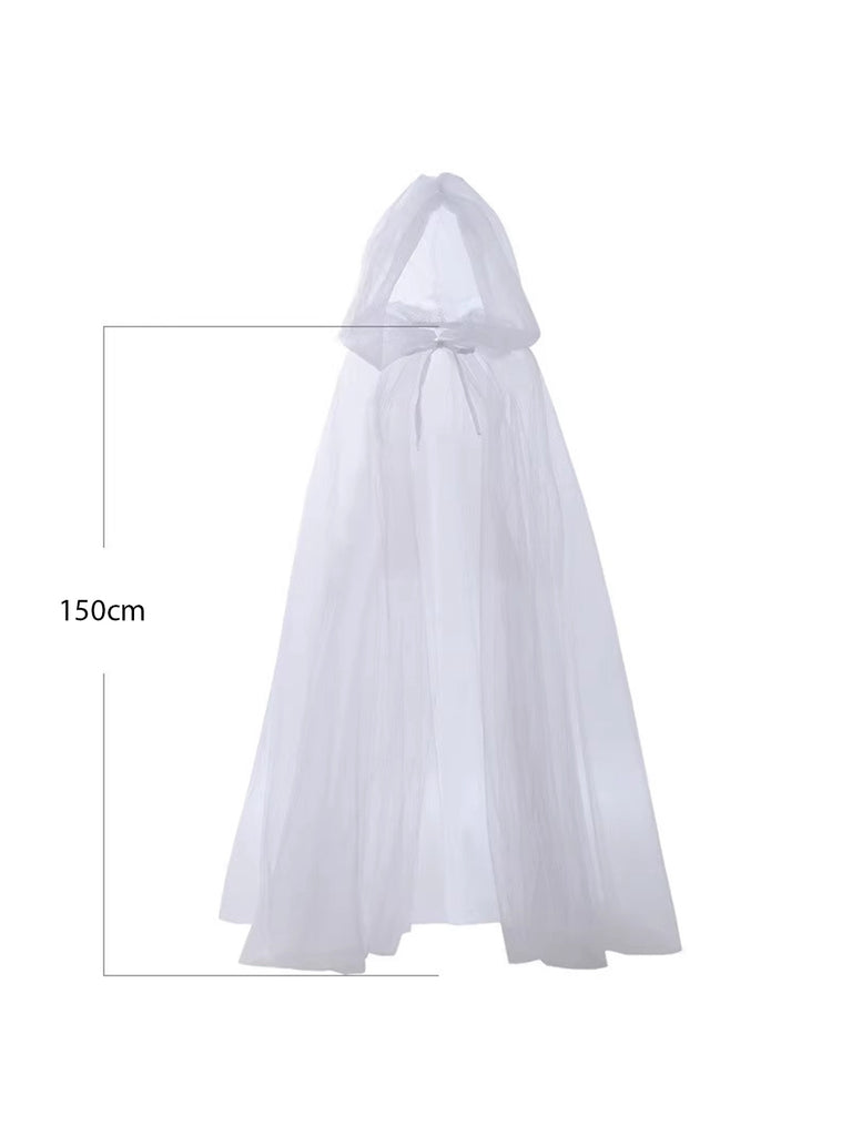 Halloween Retro Gothic Tulle Hooded Cape Cloak