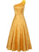 1950s One-Shoulder Jacquard Judy Cosplay Dress With 3D Floral Hairband