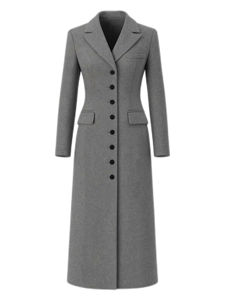 1930s Solid Lapel Button Wool Coat