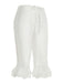 White 1950s Ruffled Lace Hem Cropped Pants