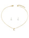 Gold Pearl Collarbone Necklace & Earrings Set