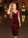 Wine Red 1960s Velvet Bodycon Dress