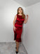 Deep Red 1930s Solid Bow Decor Fishtail Dress