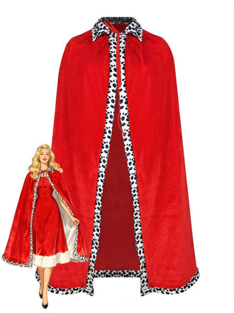 Red 1930s Cruella Dalmatian Trimmed Tie Neck Cape