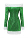 Green and White Faux Fur Christmas Dress 2