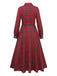 Red Green Plaid Long Sleeve Maxi Dress 2