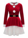 Faux Fur Belted Christmas Long Sleeve Dress 5