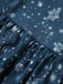 Dark Blue 1950s Santa Print Christmas Midi Dress