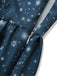 Dark Blue 1950s Santa Print Christmas Midi Dress