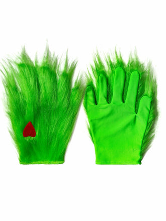 Christmas Grinch Green Fur Gloves
