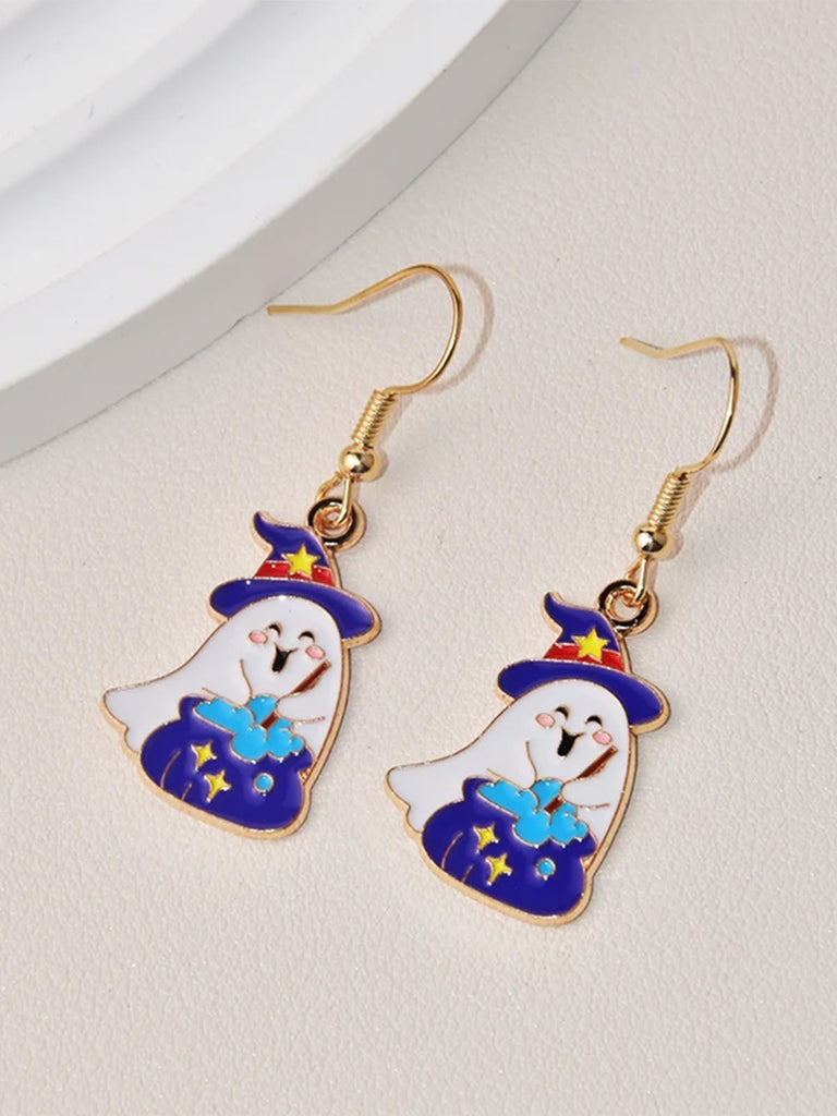 Halloween Cartoon Witch Hat Ghost Drop Earrings