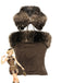 Brown 1980s Deer Faux Fur-Trimmed Crop Top