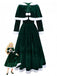 Green 1930s Christmas Mrs. Santa Claus Velvet Dress with Cape